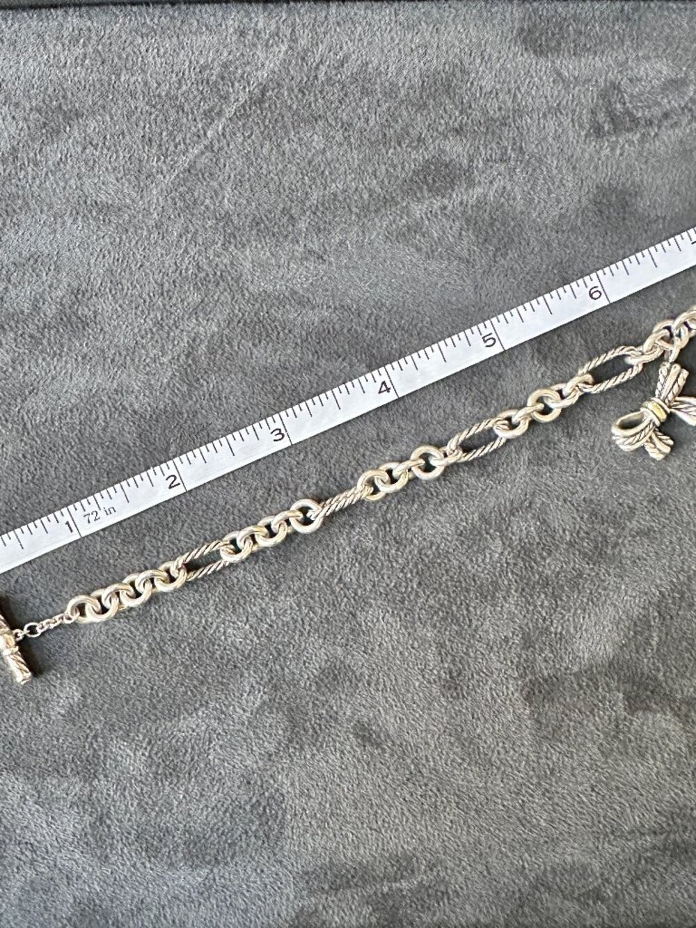 David Yurman Figaro Bracelet w/ Bow in Sterling Silver & 18K Yellow Gold - Med - Picture 13 of 13